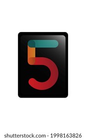 5 letter rounded color logo design on black background. Vector illustration.