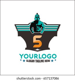5 Letter Strong  Logo, lettering. Sport gym, fitness label. Vector illustration
