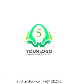 5 letter tree logo. Root of the tree vector illustration. People logo, family logo, green eco logo,Vector identity template