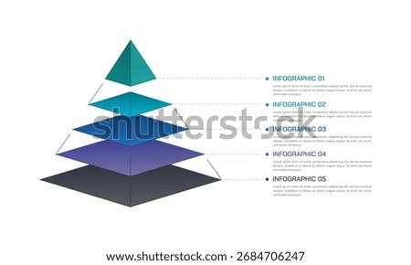 5 Level Pyramid Infographic Template for Business Hierarchy, Priority, and Data Visualization. Presentation, Banner and Plan. Vector illustration.