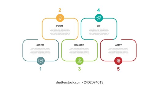 5 line step process infographic template vector element for business presentation and information graphic 