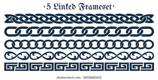 5 Linked Frameset Decorative Borders Collection with Celtic and Greek Motifs