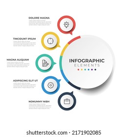 5 Liste mit Infografik-Element-Vektorvorlage, Schritten oder Ablaufdiagramm