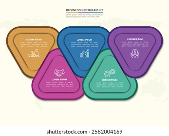 5 list of steps, layout diagram with number of sequence, circular infographic element template