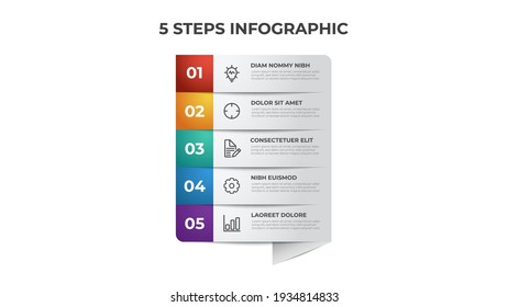 5 list of steps, row layout diagram with number sequence, infographic element template