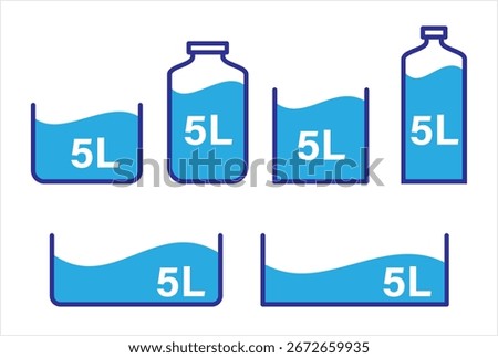 5 Liters Icon, Volume Of Fluid In Liters Vector Art Illustration