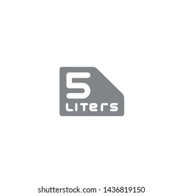 5 Liters l sign (l-mark) estimated volumes milliliters (ml) Vector symbol packaging, labels used for prepacked foods, drinks different liters and milliliters. 5 litre vol single icon isolated on white