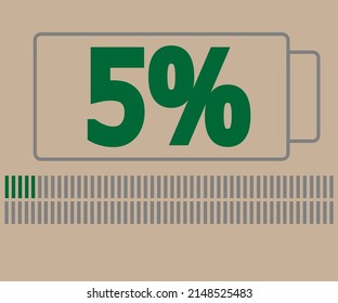 5% load. Charging battery icon. vector illustration