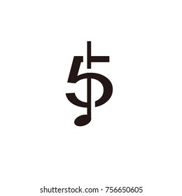 5 logo music note flat vector template
