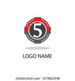 5 logo number illustration design vector