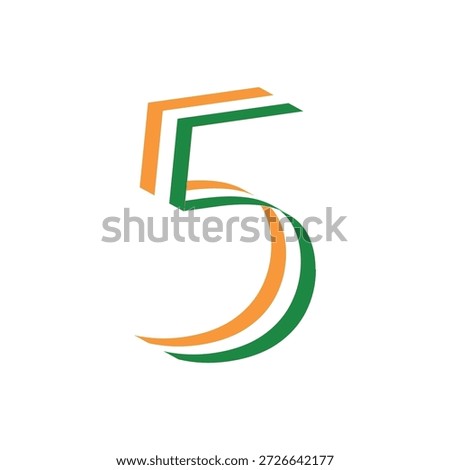 5 made of Indian flag tricolor ribbon wave eps 