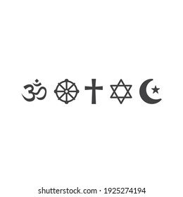 5 Major Religion Symbols. Vector Icon Template