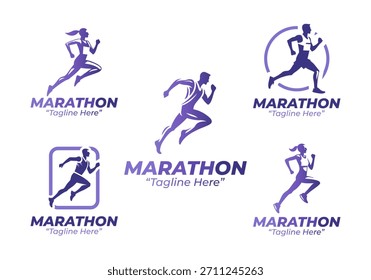 5 Marathon Logo Set Long Distance Running Identity Collection