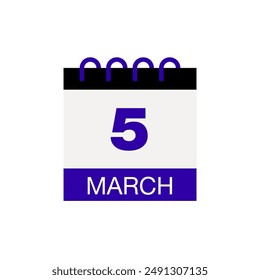 5 de marzo calendario fecha icono Vector eps