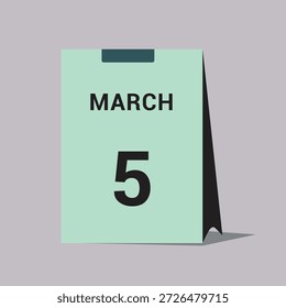 5 march calendar date icon minimal desk calendar vector illustration