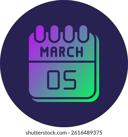5 March Glyph Circle Gradient Icon