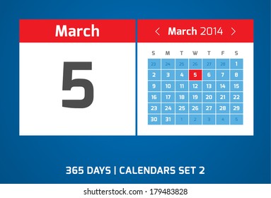 5 March vector calendar 2014, Set 2