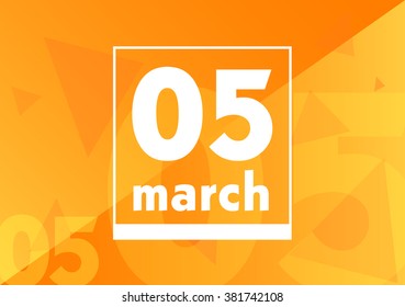 5 march vector calendar days with orange background