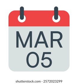 5 March Vector Calendar Icon. Isolated Vector Calendar. 