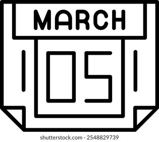 5 March Vector Icon Outline Stlye