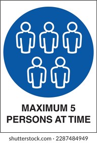 5 maximum persons entry signage