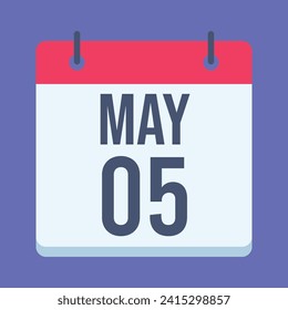 5 May Calendar. Blue Background. Vector Calendar.
