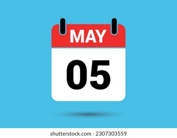 5 de mayo Fecha del calendario Icono plano Día 5 Ilustración vectorial