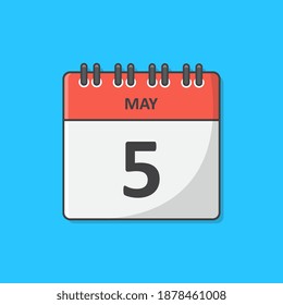 5 May Calendar Vector Icon Illustration. Daily Calendar Flat Icon