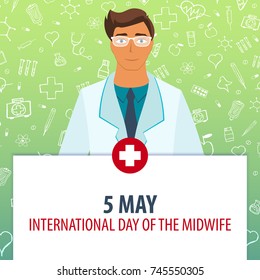 5 May. international Day of the midwife. Medical holiday. Vector medicine illustration