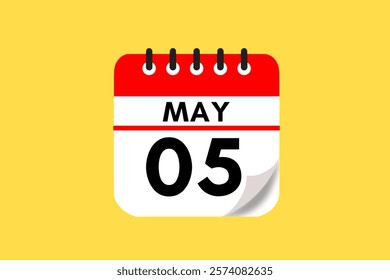 5 May month single day vector, illustration, calendar with maroon, rose and white color background calendar May 5