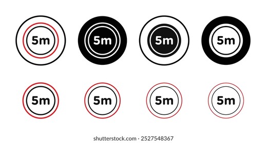 colección de signo de 5 metros de Vector de contorno delgado plano