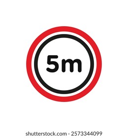 5 meter sign flat line symbol set.