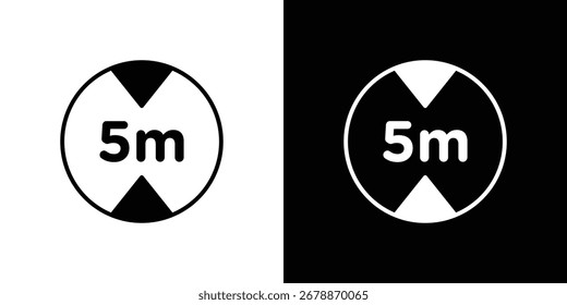 5 meter sign solid vevtor pictogram set
