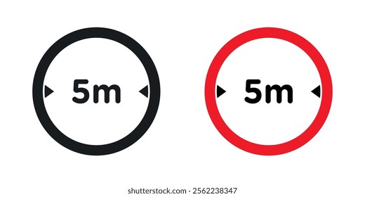 5 meter sign vectors in black and colored version