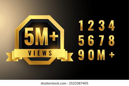 5 million or 5M views congratulation golden banner 