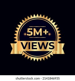 5 Million Plus Views Vector.  views sticker for Social Network friends or followers, like