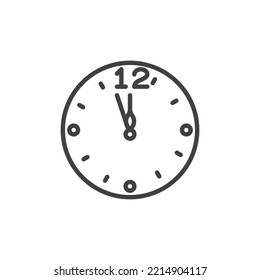 5 min before 12 clock line icon. linear style sign for mobile concept and web design. Five to twelve time outline vector icon. Symbol, logo illustration. Vector graphics