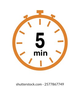 5 minute Timer, clock, icon vector stopwatch isolated icons. Countdown timer symbol.