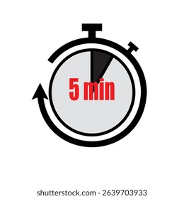 5 Minute Timer Icon – Stopwatch Countdown Illustration