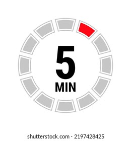 icono vector de 5 minutos, símbolo de cronómetro, cuenta atrás. Ilustración aislada con temporizador.