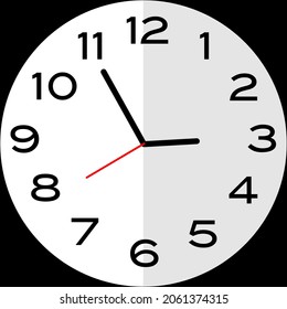 5 minutes to 3 o'clock or Five minutes to three o'clock analog clock. Icon design use illustration flat design