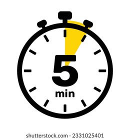 5 Minutes Analog Clock Icon white background .