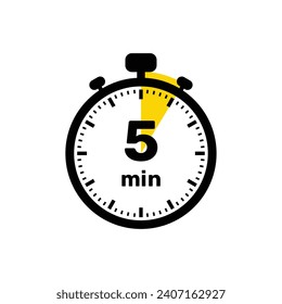 5 Minuten Analog Clock Icon weißer Hintergrund Design.