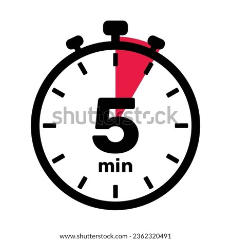 5 Minutes Analog Clock Icon white background.