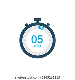 Icono vectorial de reloj de contador digital o temporizador de cuenta regresiva de 5 minutos. Icono vectorial Stopwatch de 5 min, temporizador digital