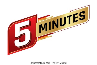 5 minutes isolated on white background. Time concept. Vector illustration.