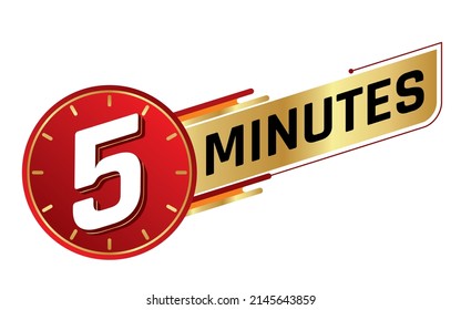 5 minutes isolated on white background. Time concept. Vector illustration.	
