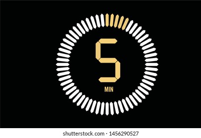 The 5 minutes, stopwatch vector icon, digital timer. clock and watch, timer, countdown symbol