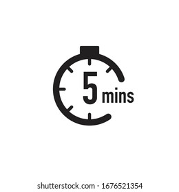 5 minutes timer, stopwatch or countdown icon. Time measure. Chronometr icon. Stock Vector illustration isolated on white background.