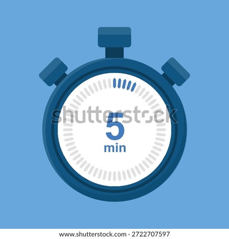 5 minutes timer, stopwatch vector icon. Stopwatch icon in flat style. Vector stock illustration.